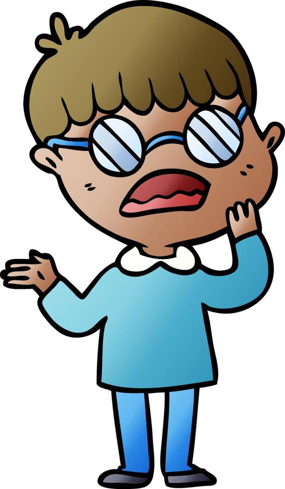 cartoon confused boy wearing spectacles vector