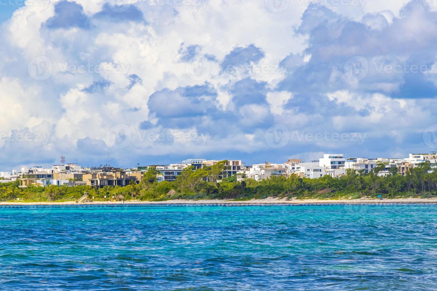 Tropical mexican beach clear turquoise water Playa del Carmen Mexico. photo