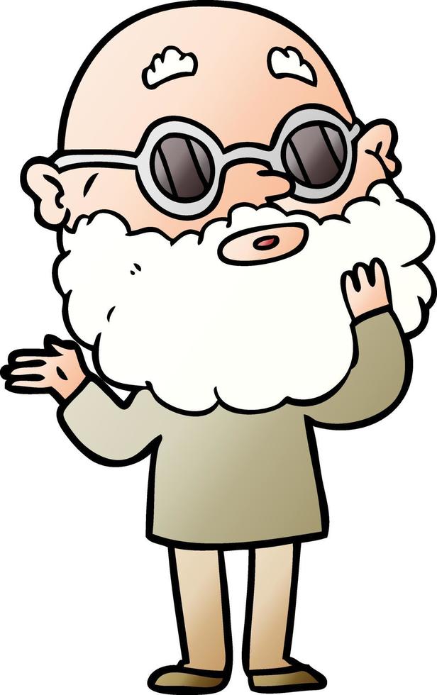 cartoon curious man with beard and glasses vector