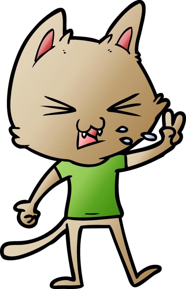 cartoon cat hissing vector