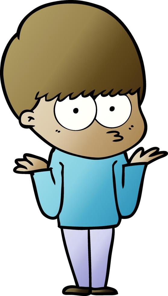 confused cartoon boy shrugging shoulders vector