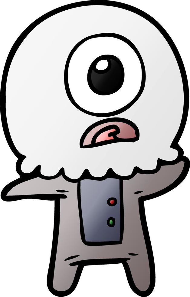 cartoon cyclops alien spaceman vector