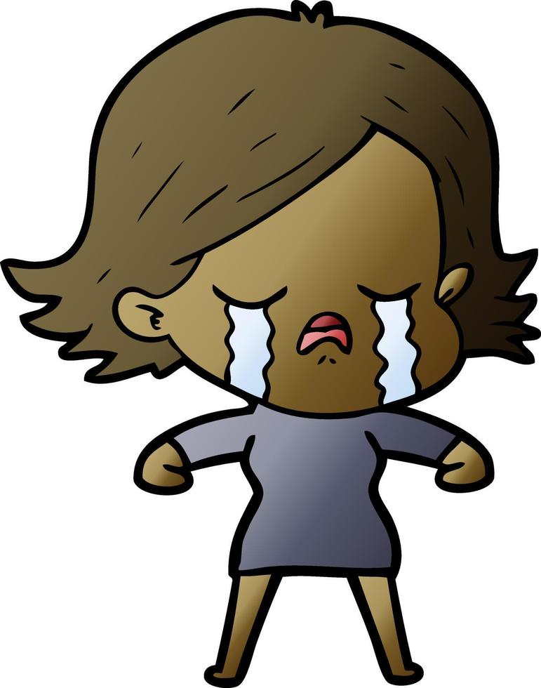 cartoon girl crying vector