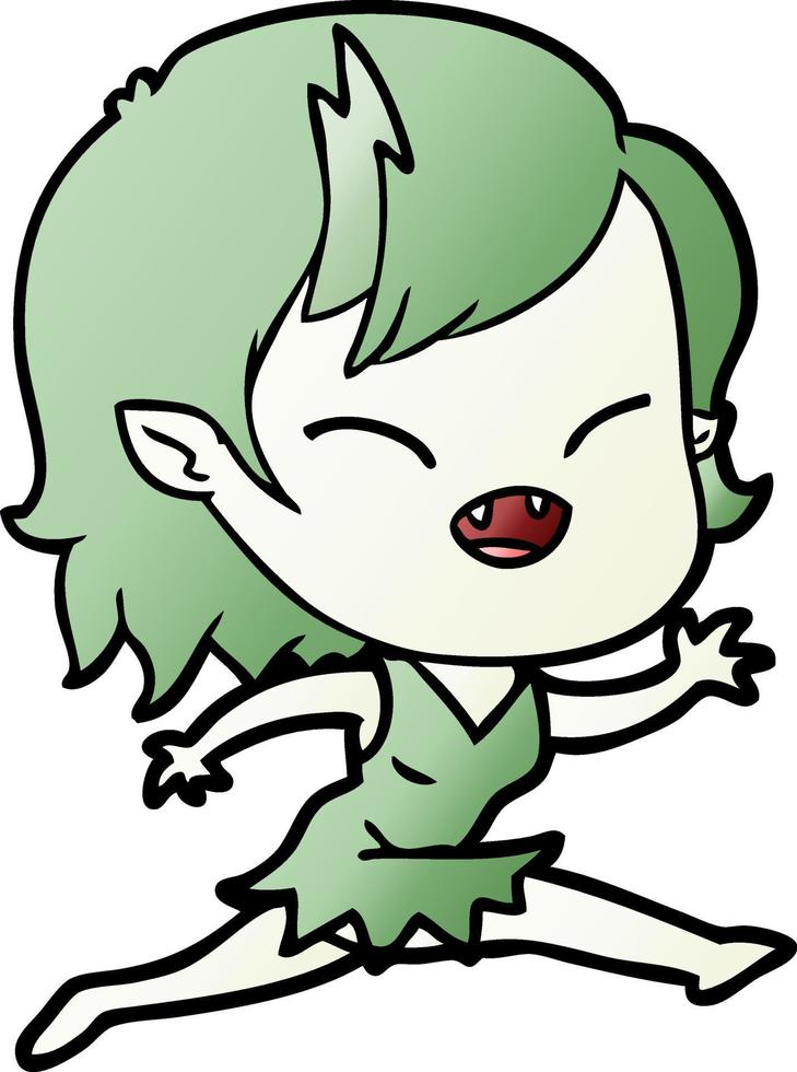 cartoon laughing vampire girl running vector