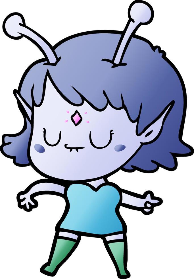 cartoon alien girl vector