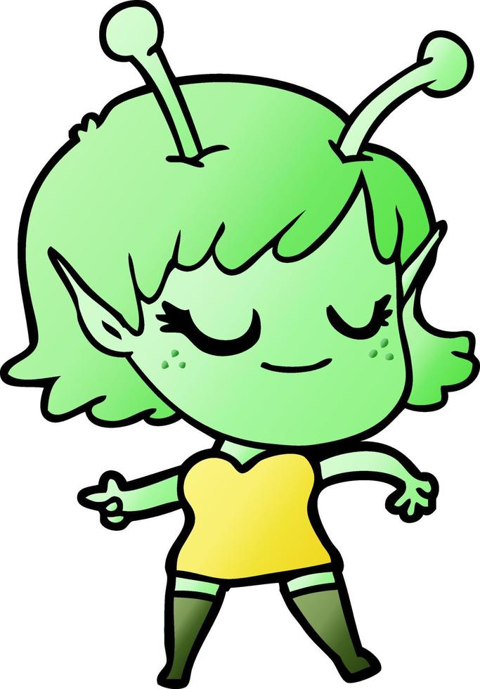 smiling alien girl cartoon vector