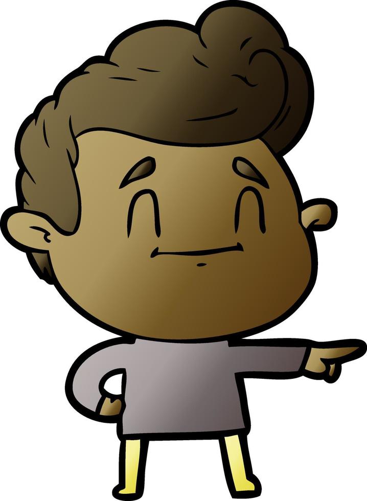 happy cartoon man pointing vector