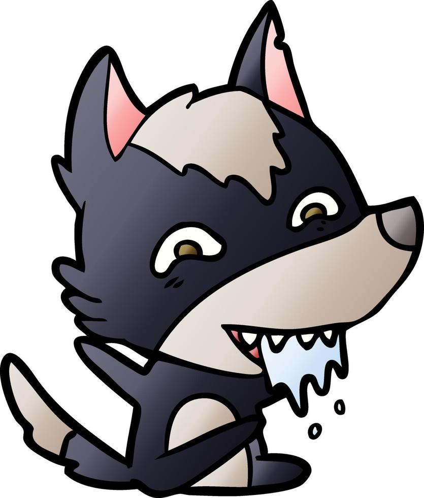 cartoon hungry wolf vector