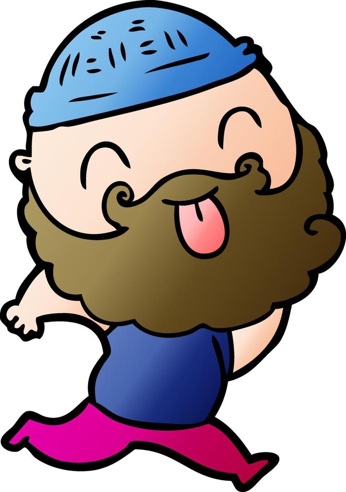 running man with beard sticking out tongue vector