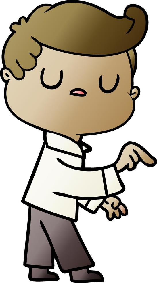 cartoon aloof man pointing finger vector