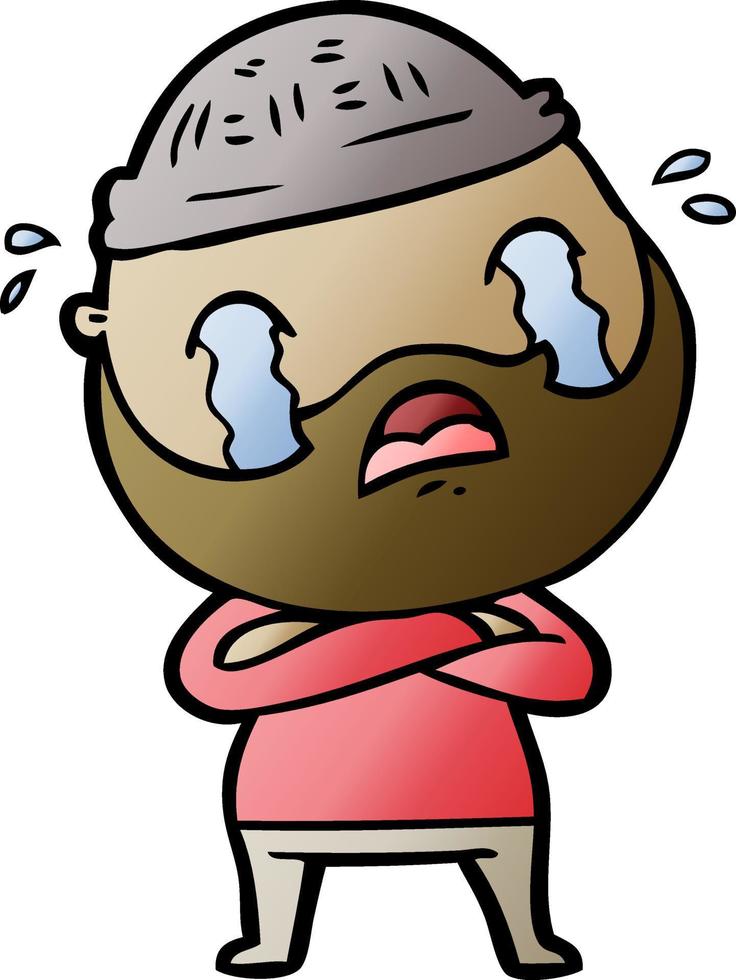 cartoon bearded man crying vector