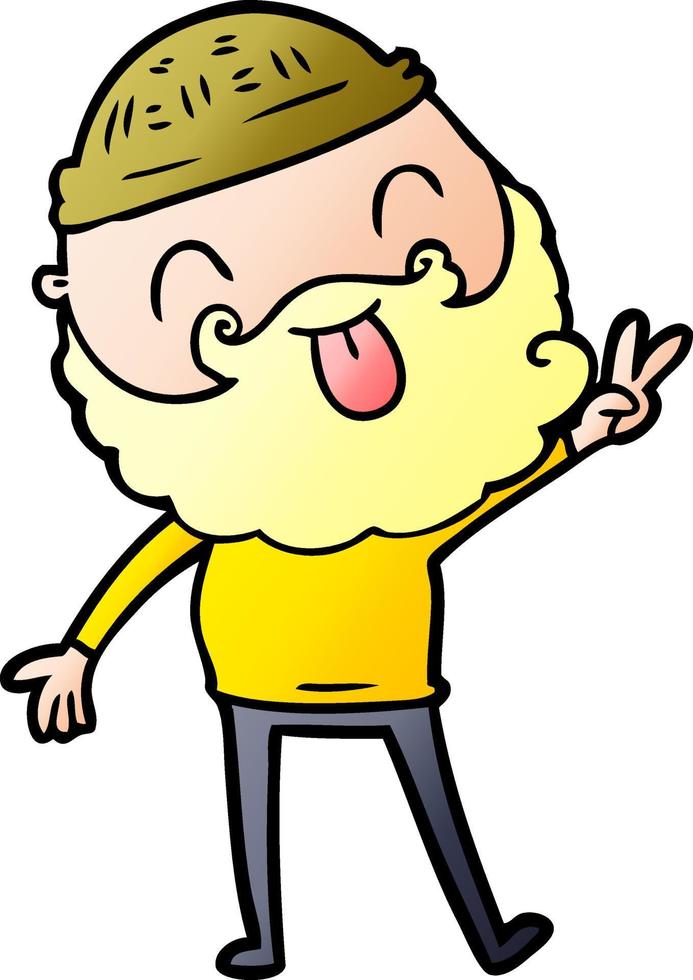 man with beard giving peace sign vector