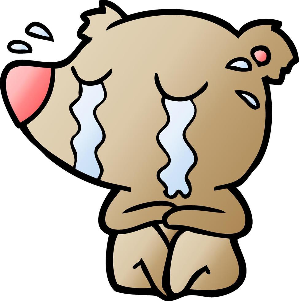 cartoon crying bear vector