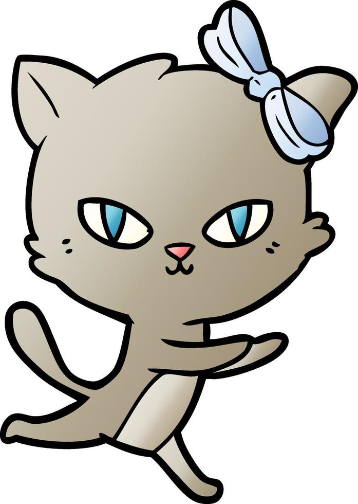 cute cartoon cat running vector