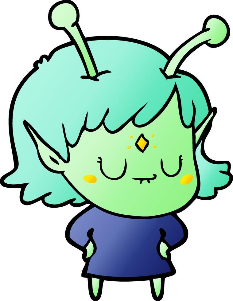 cartoon alien girl vector