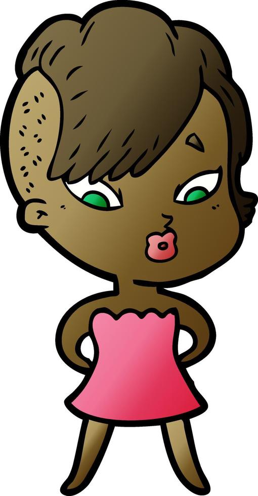 cartoon surprised girl vector