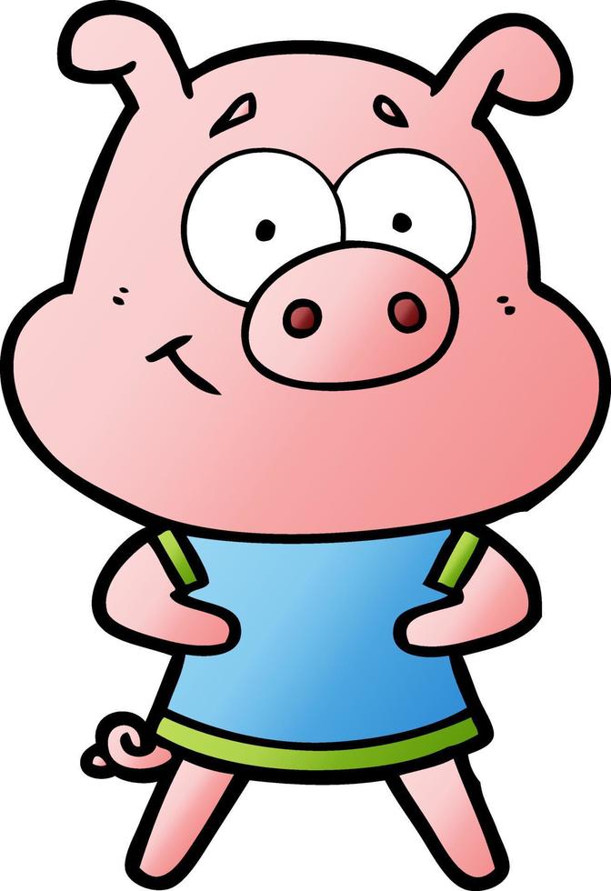 happy cartoon pig vector