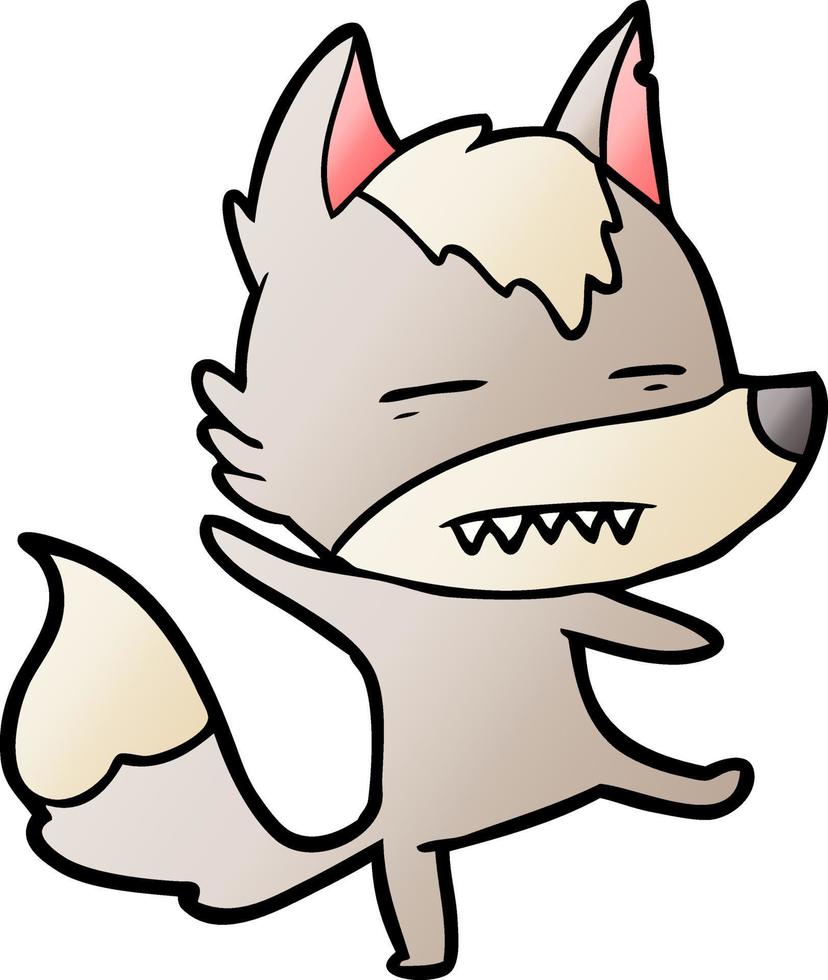 cartoon wolf showing teeth vector