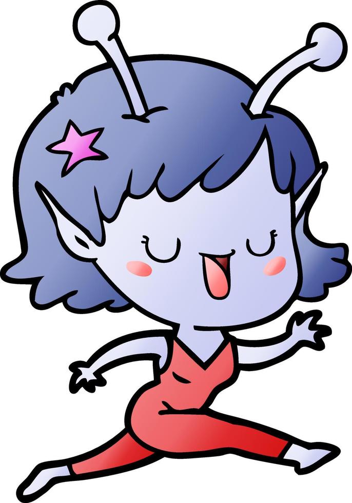 dibujos animados de niña alienígena feliz riendo vector