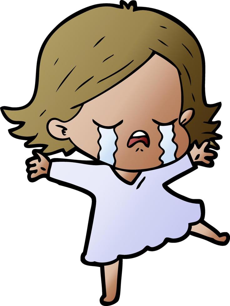 cartoon girl crying vector