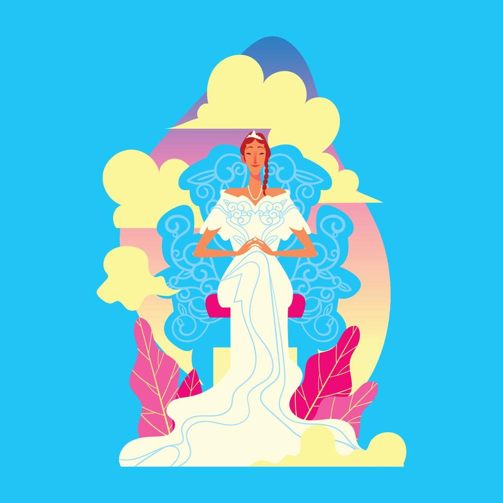 Beautiful Princess in Her Throne vector