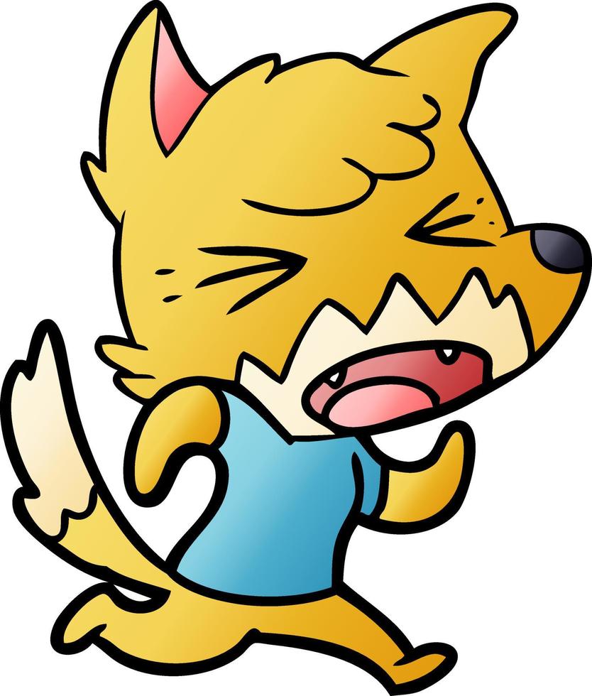 angry cartoon fox running vector