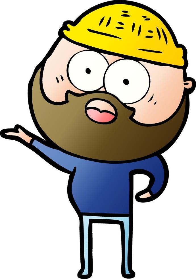 cartoon surprised bearded man vector