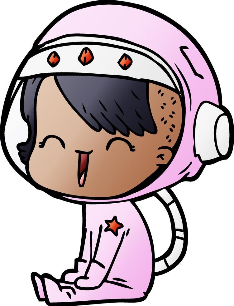 happy cartoon space girl vector