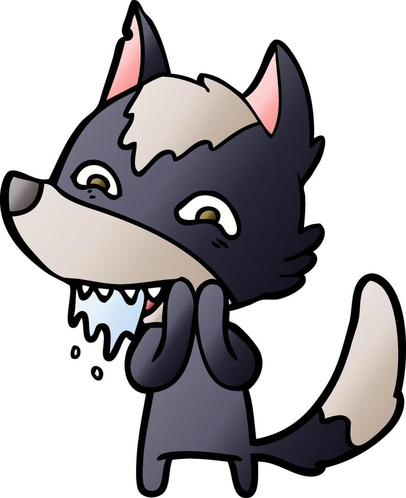 cartoon hungry wolf vector