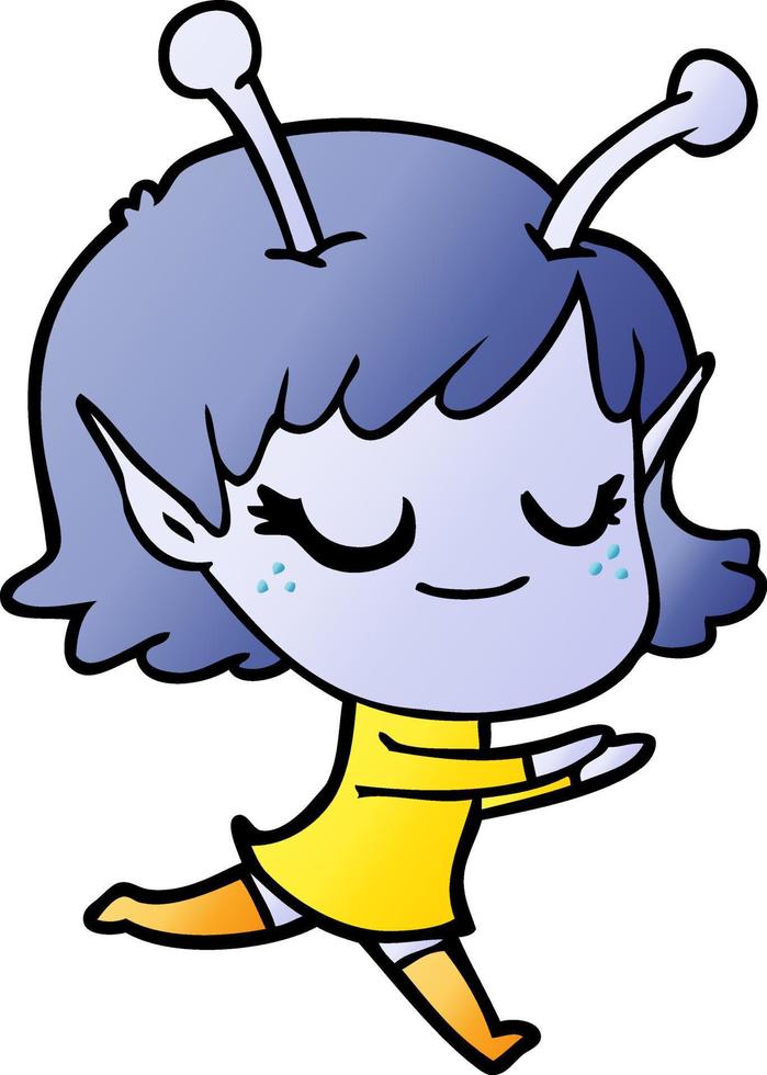 smiling alien girl cartoon vector