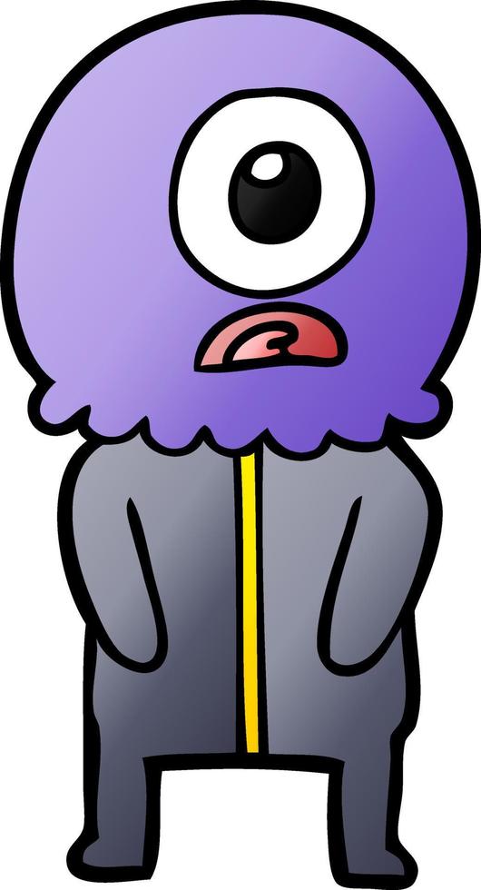 cartoon cyclops alien spaceman vector