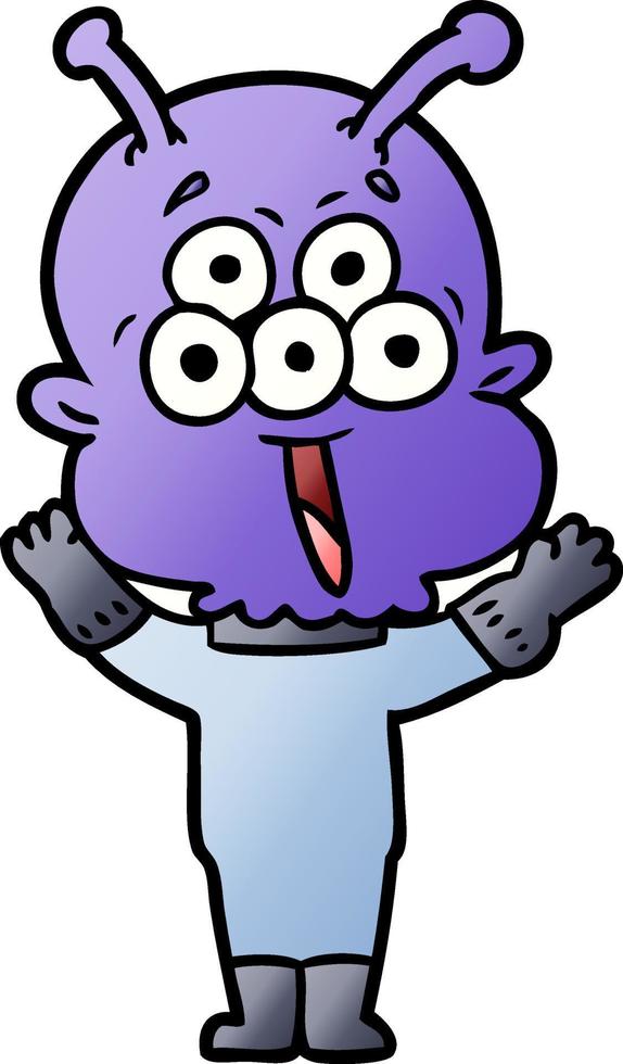 happy cartoon alien vector