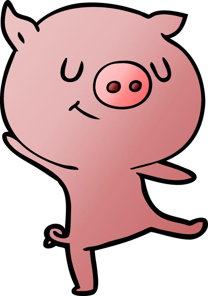 happy cartoon pig vector