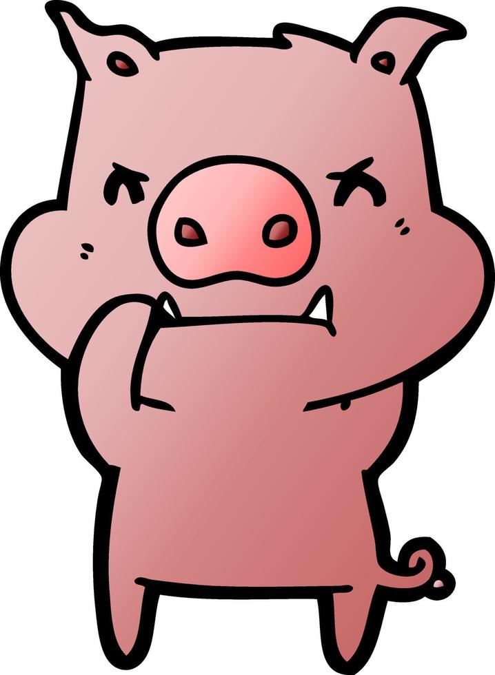 angry cartoon pig vector