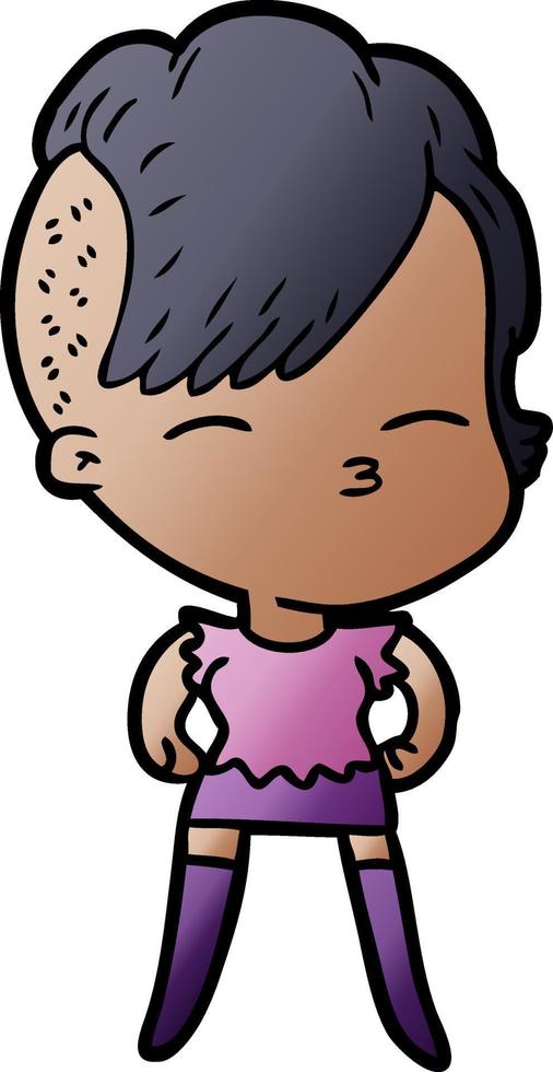 cartoon squinting girl vector