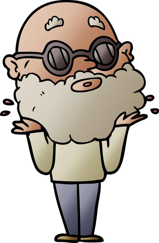 cartoon curious man with beard and sunglasses vector