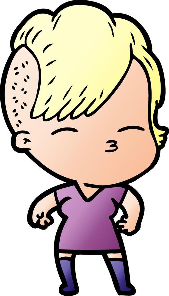 cartoon squinting girl vector