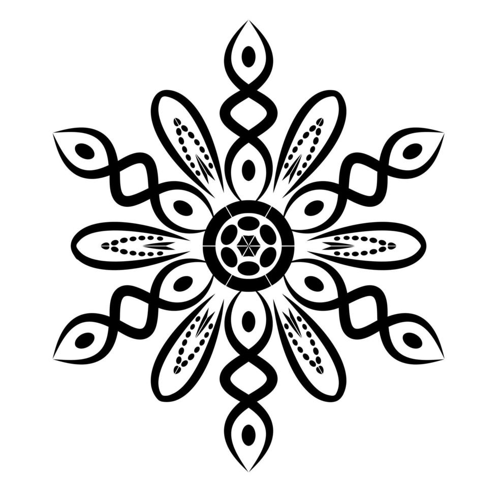 Monochrome circular geometric ornament. Round mandala. vector