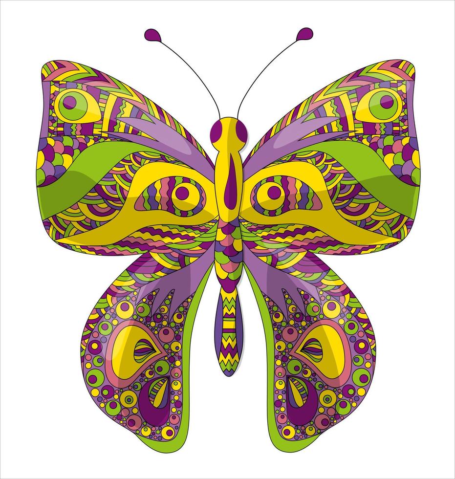 Butterfly. Coloring page in zentangle style. vector