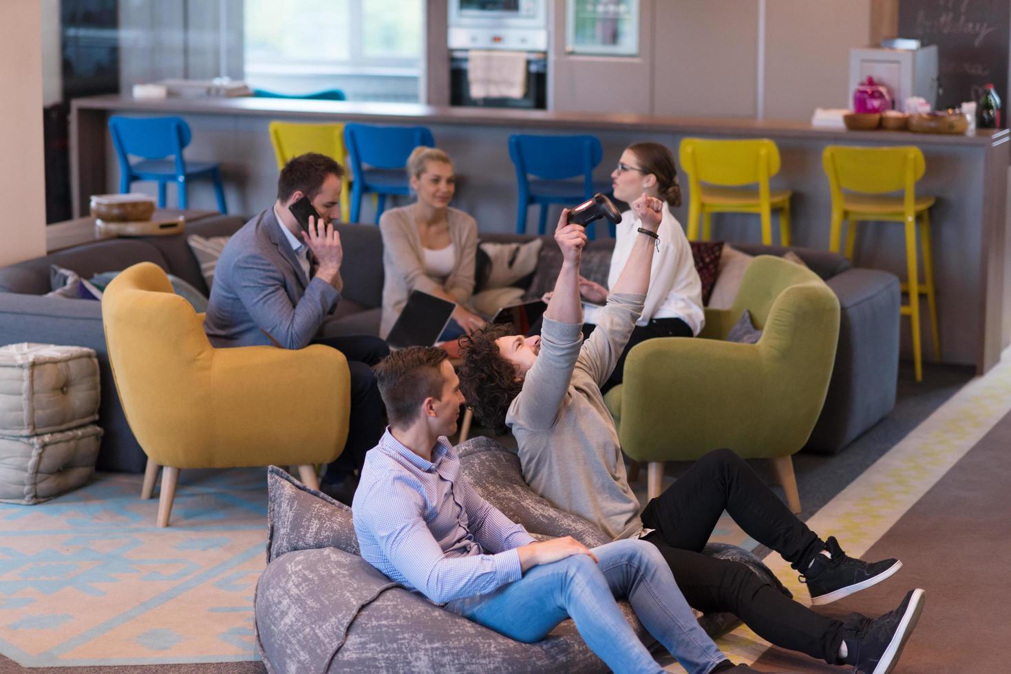 startup Office Workers Playing computer games photo