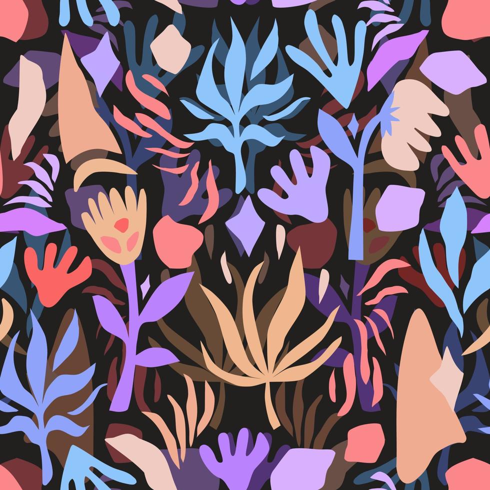 Abstract pattern. Floral seamless design on a grey background. vector