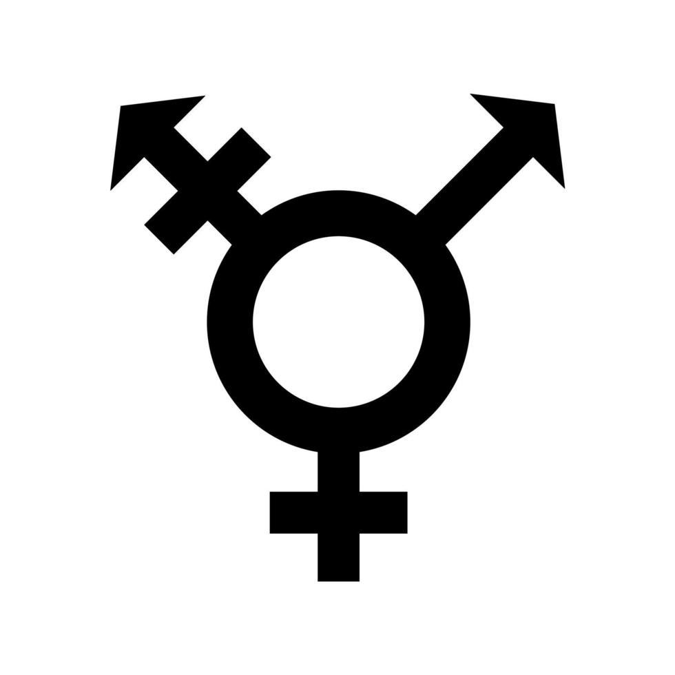 Unisex or intersex symbol icon. Male and female symbols. Hermaphroditism or transgender symbol. Vector illustration on white background
