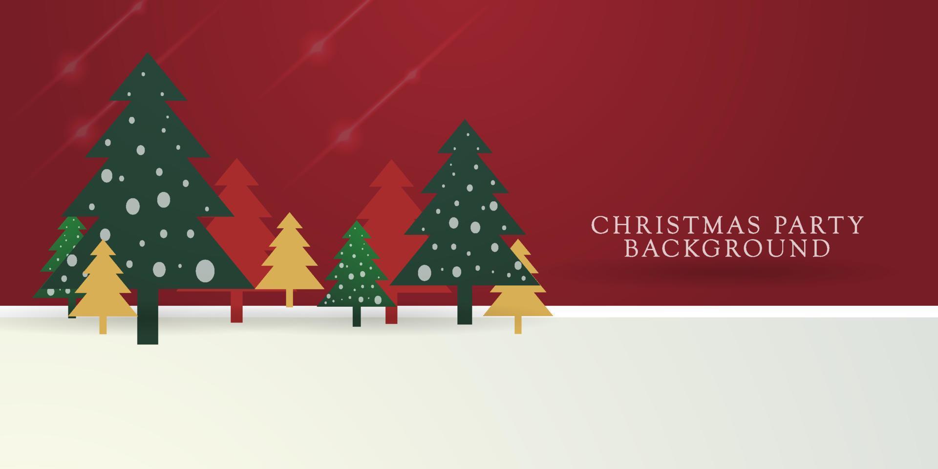 Christmas banner. Xmas Horizontal composition made of red and white wooden and glass Christmas trees. Christmas poster, greeting cards, header or profile cover.Eps10 vector
