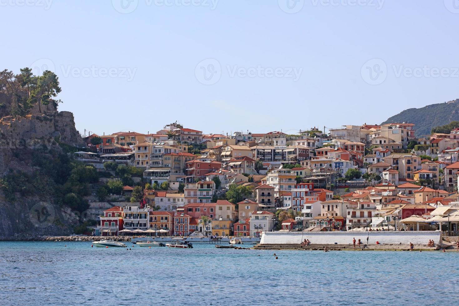 parga ciudad grecia hermoso viejo colorido edificio exploración viaje fondo alta calidad impresiones foto