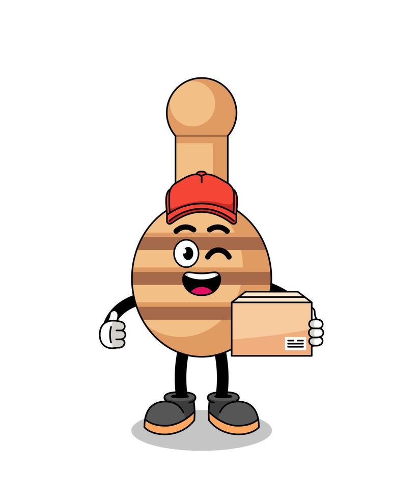 caricatura de la mascota del cucharón de miel como mensajero vector
