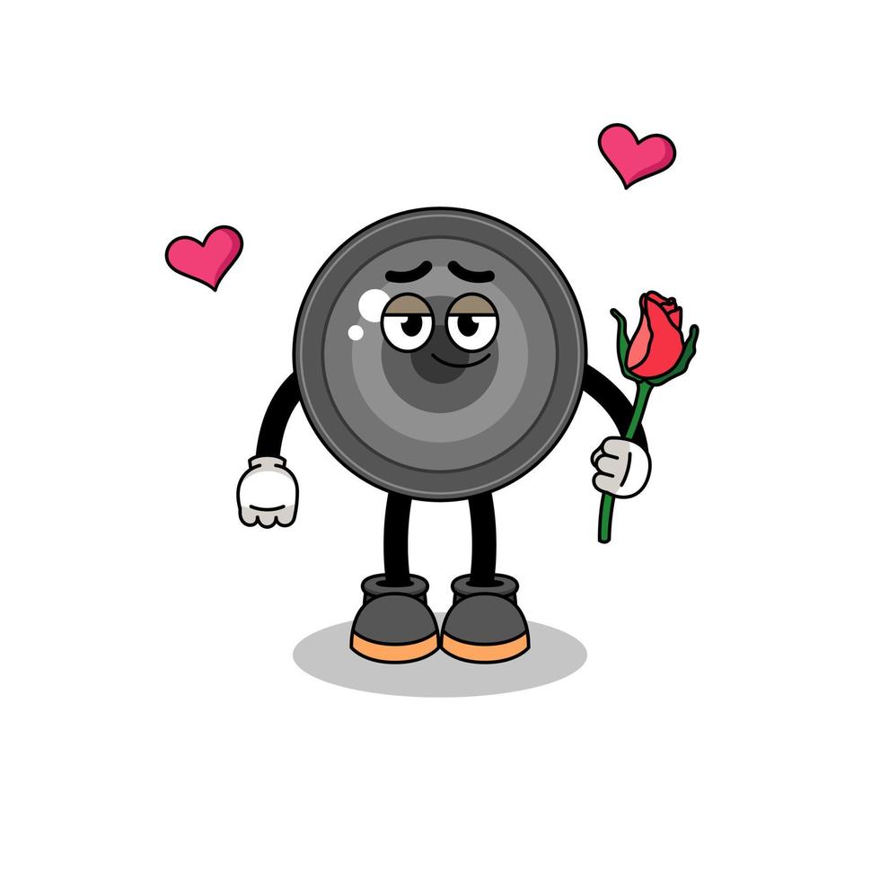 camera lens mascot falling in love vector