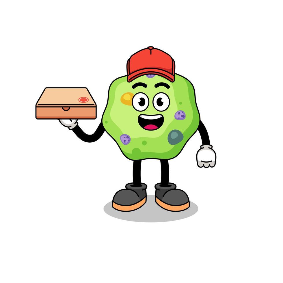 amoeba illustration as a pizza deliveryman vector