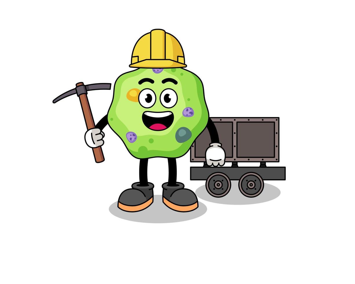 Mascot Illustration of amoeba miner vector