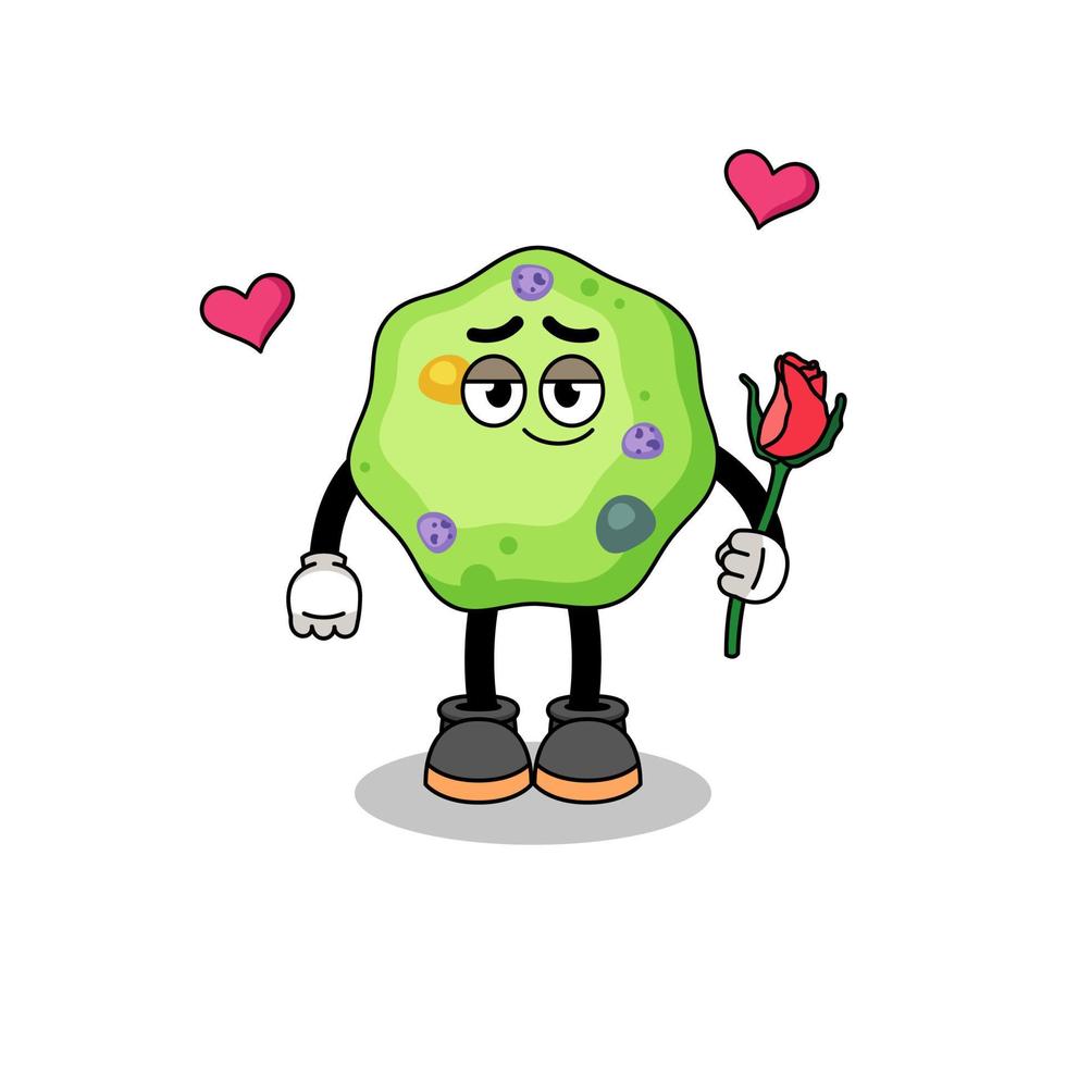 amoeba mascot falling in love vector