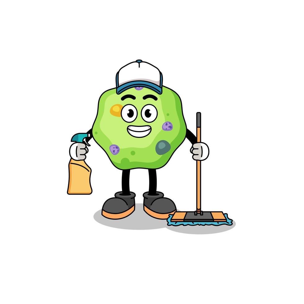 mascota de carácter de ameba como servicios de limpieza vector